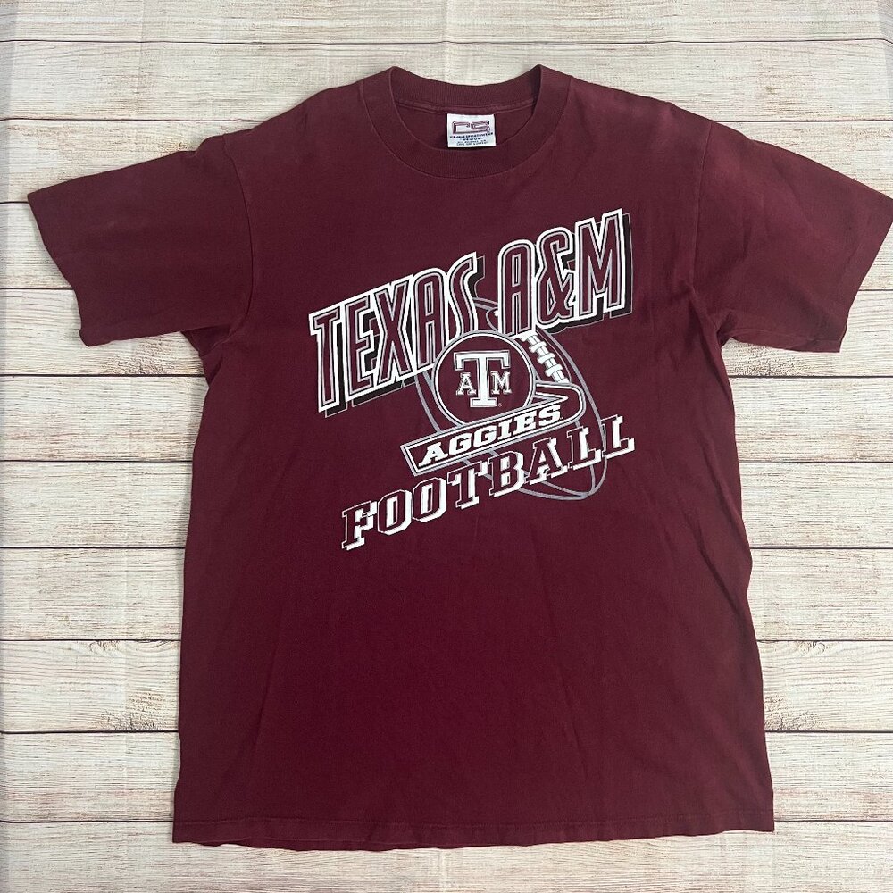 Texas A&M Aggies Football T-Shirt Medium Maroon Crable Sportswear‎ Cotton Tee